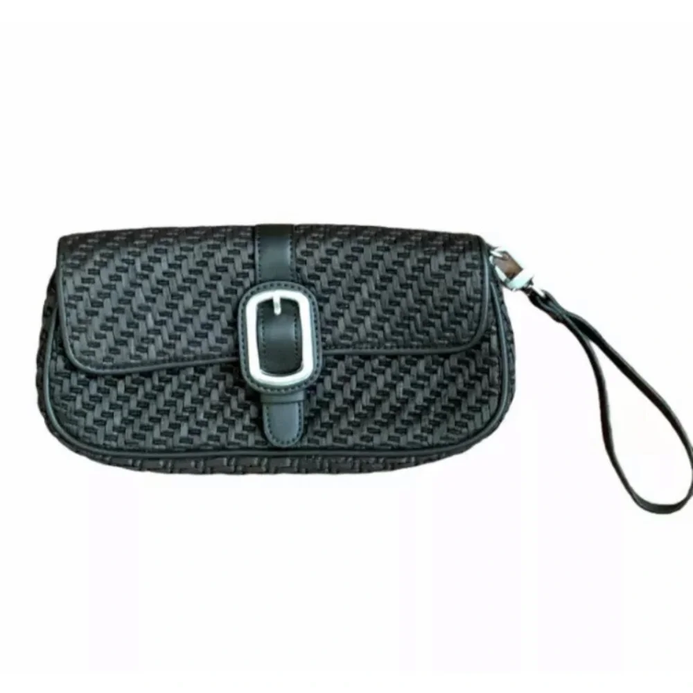 Ann Taylor Dark Brown Woven Wristlet Clutch